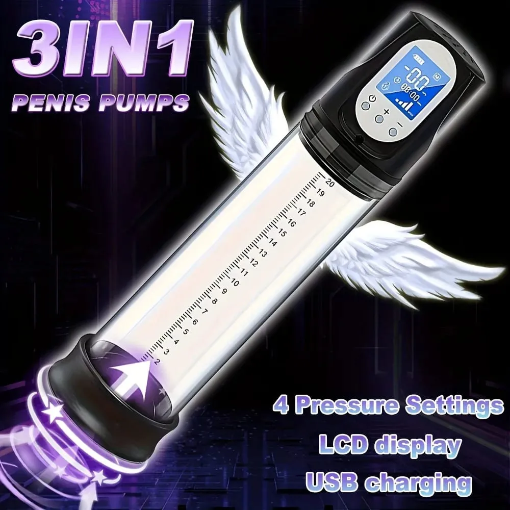 Electric Vacuum LED Display Penis Pump Men's Sex Toy Penis Extender 6 Sucking Modes RechargeableTraining Penis Extension