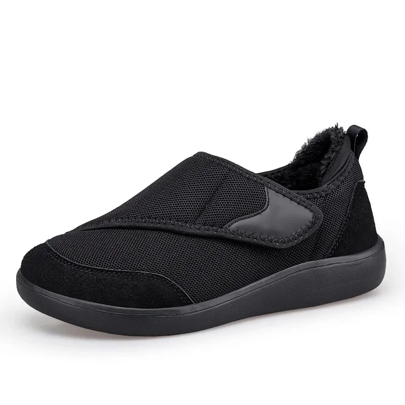 Winter Fur-lined Wide Box Toe Open Shoes for Elderly Men Women Diabetic Shoes Swollen Foot Fat Orthopedics Hallux Valgus Bunion
