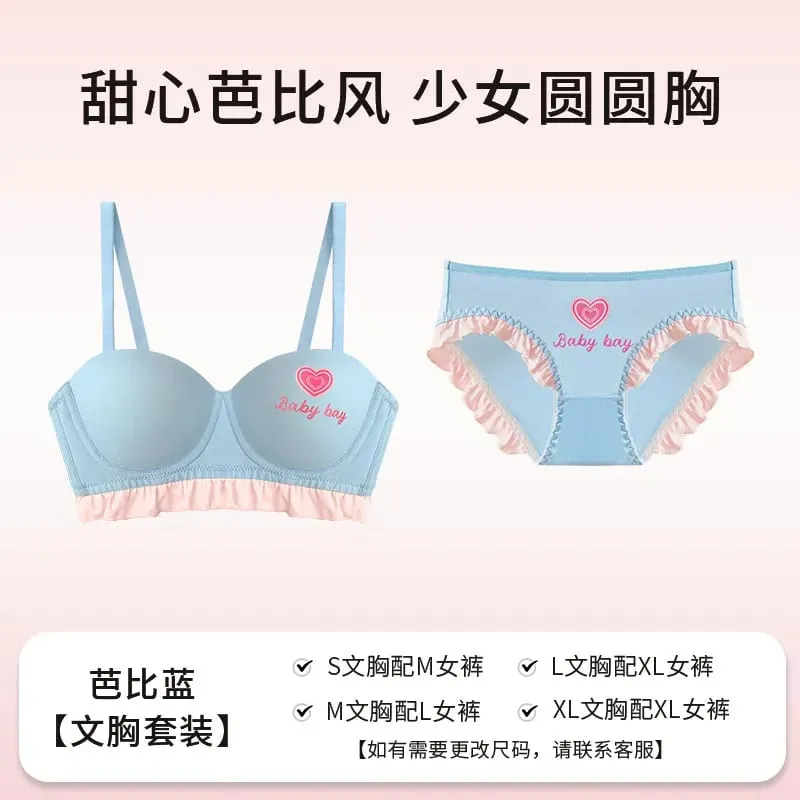 Sutiã sem fio sem costura, coração azul, redondo, meia xícara, lingerie para peito pequeno, push up, sem arame, sexy, íntimo