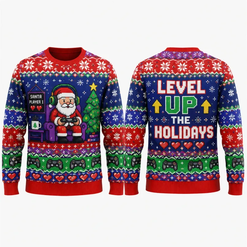 Yeehaw Holidays Santa Reindeer Sweatshirt 3D All Over Print Unisex Crew Neck Long Sleeve Western Ugly Christmas Party Xmas Shirt