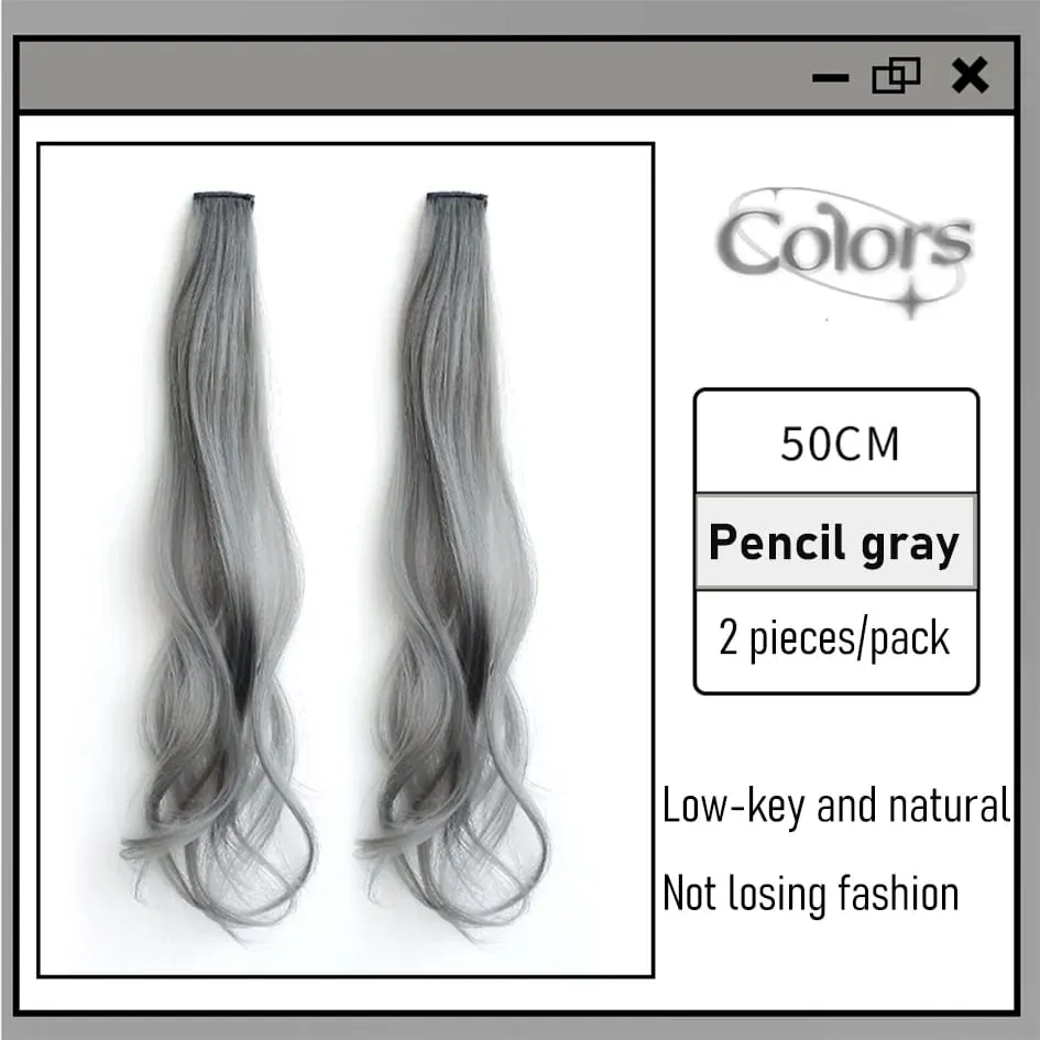 Sintetikong 2 Piraso/Set 50cm May Kulay na Curly na Mga Extension ng Buhok na Water Wave Pink/Blue/Purple Halloween/Christmas Wig