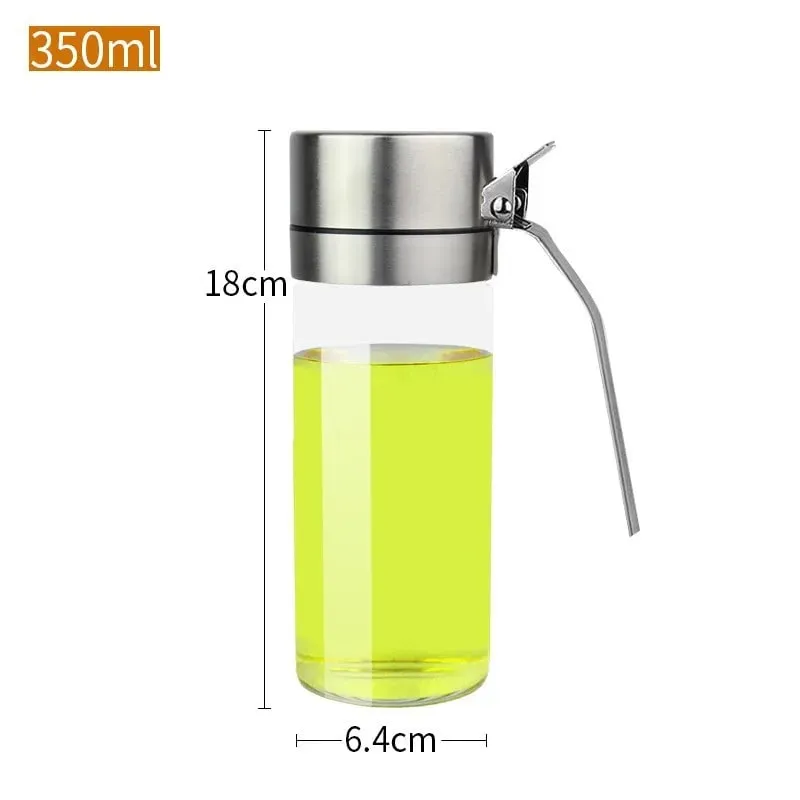Leakproof High Borosilie Glass Oil Bottle with Stainless Steel 304 Cap Kitchen Soy Sauce Vinegar Seasoning Jug No Oil Stain