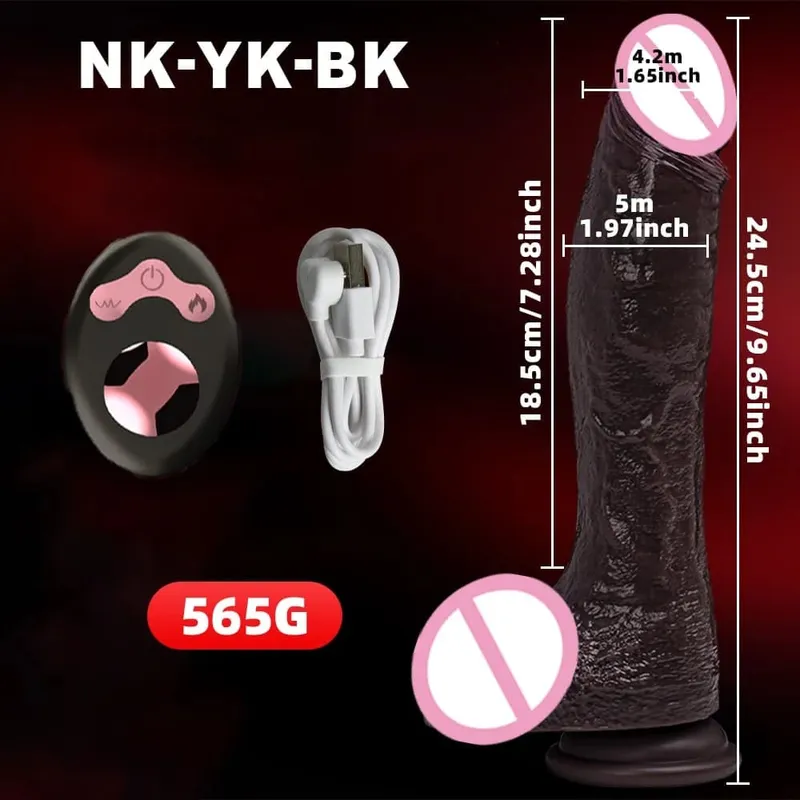 24cm Big Black Dildo Thrusting Sex Toy Realistic Penis Vibrator Telescopic Swing Heating Remote Control Women Lesbian Sexy Toy