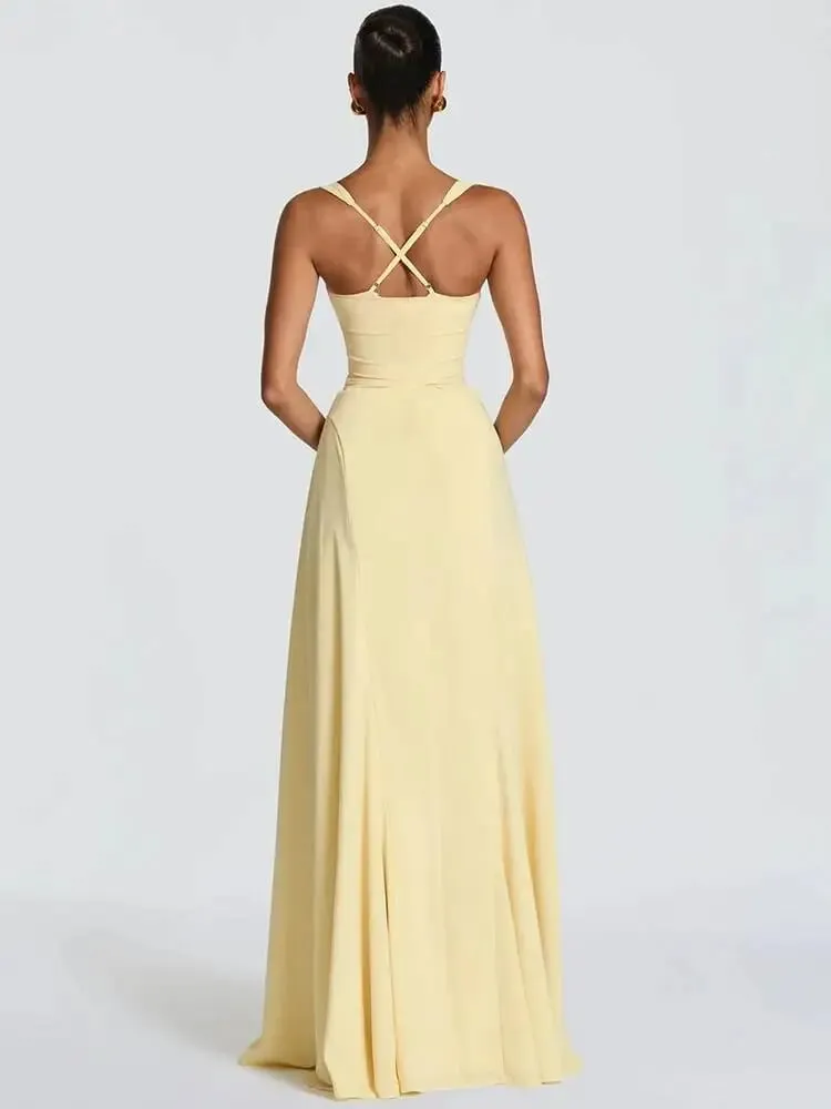 Mozision Off-shoulder Backless Sexy Maxi Dress Women Elegant Spaghetti Strap Sleeveless Bodycon Club Party Evening Dress Fashion