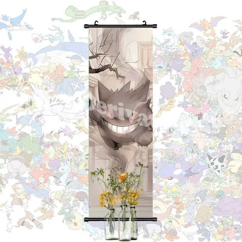 Έντυπη αφίσα Anime Έργα τέχνης τοίχου Gengar Εικόνες Charizard Ζωγραφική Καμβάς Pikachu Κρεμαστά ειλητάρια Διακόσμηση δωματίου στο σπίτι