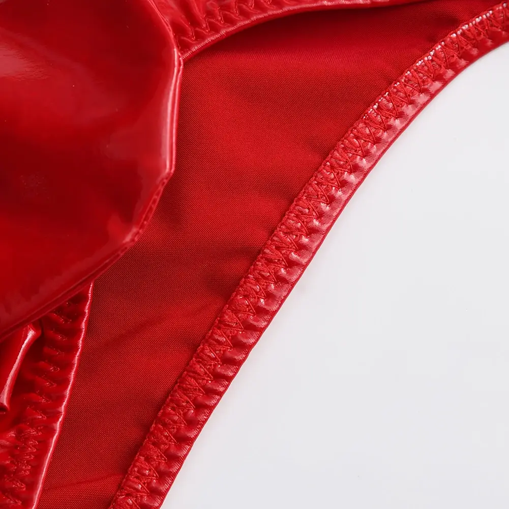 1pc Men Glossy Faux Leather Briefs Bulge Pouch Wide Waist Low Rise Underwear Erotic Lingerie Half-exposed Butt Gay Sissy Briefs