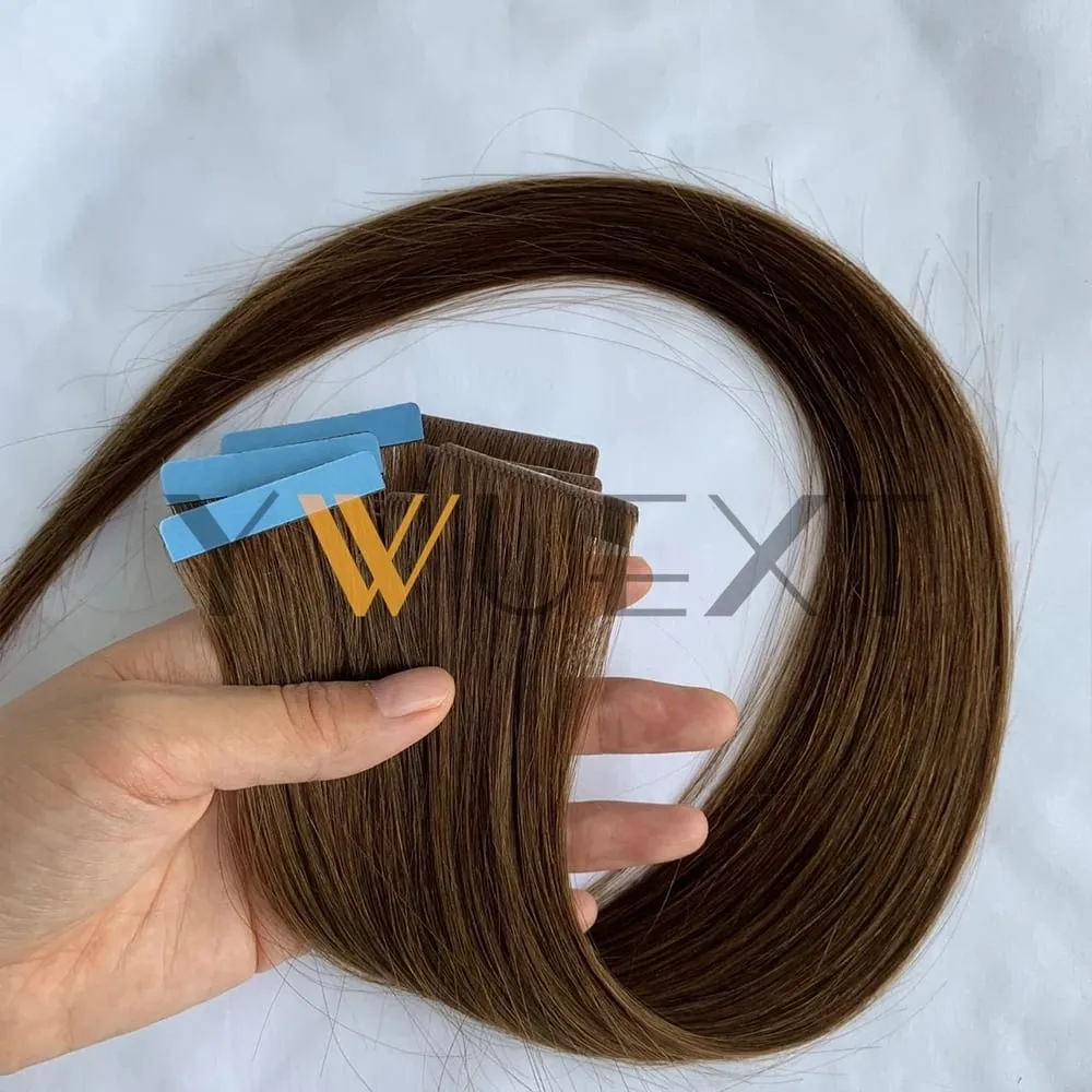Invisible PU Skin Weft Hair Extensions Natural Straight Machine Remy Seamless Adhesive Tape In Human Hair 10pcs/pack