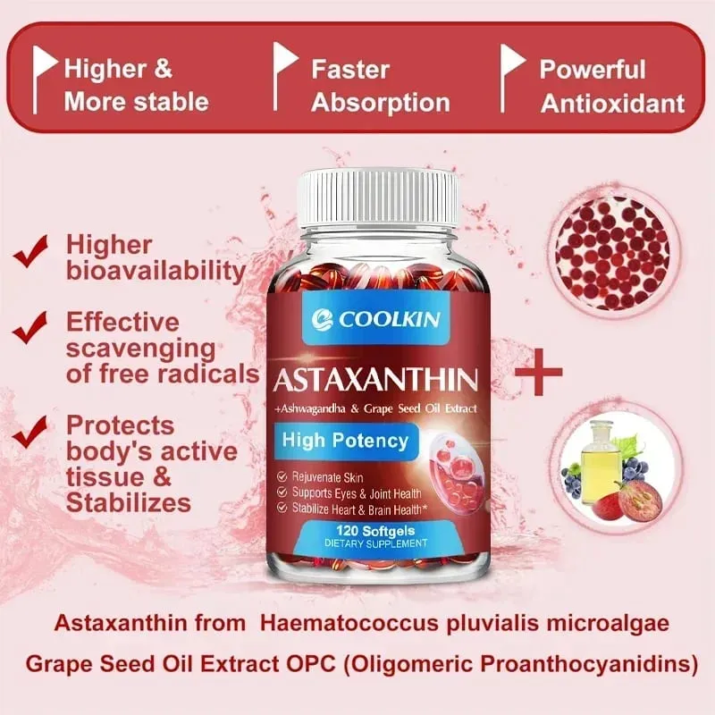 Astaxanthin - Promotes Cardiovascular Health Speeds Up Metabolism Supports Eye Joint and Skin Health