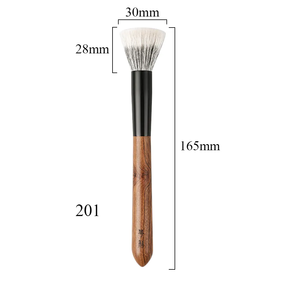 Professional Handmade Make Up Brush 201 Soft Goat Fox Synthetic Hair Stippling Blush Brush Rosewood Handle Makeup Brushes