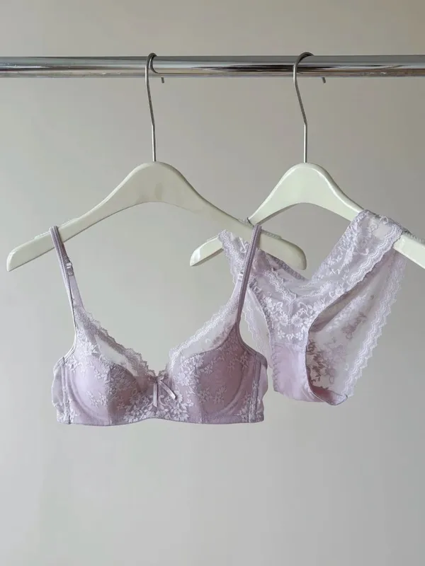 French Style Lace Underwire Bra | Half Cup Push Up Bra Large Bust Summer Lightweight Slimming Anti Sag Lingerie Set BANERDANNI