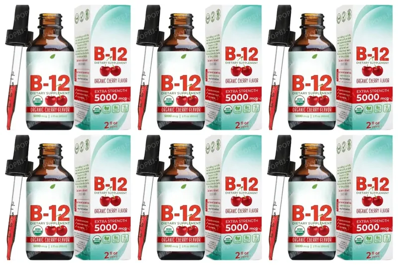 Methylcobalamin B12 Drops 5000mcg Vitamin B12 Liquid Sublingual Supplement Cherry Flavor Vegan Sugar Free Daily Nutrition 60ml
