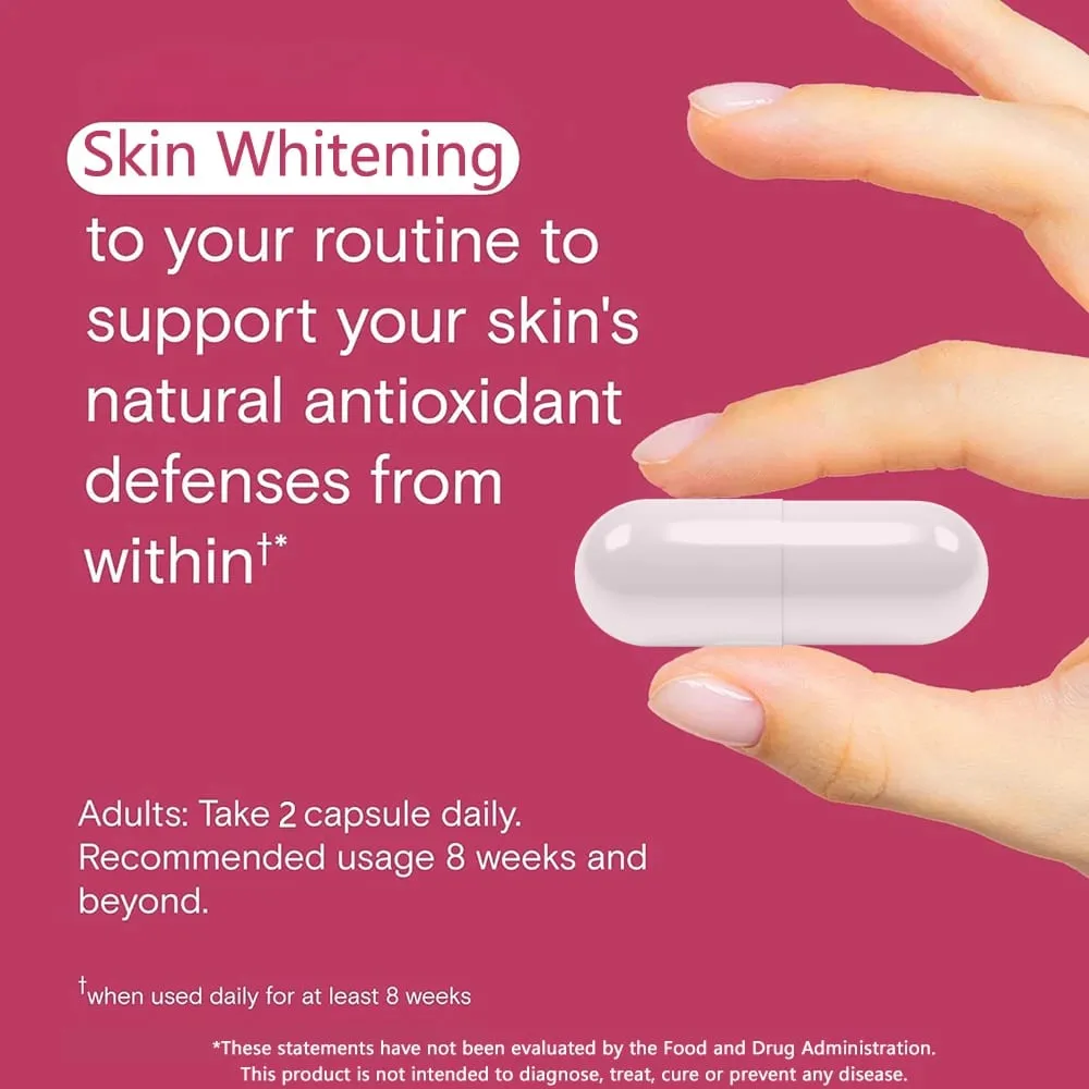 Skin Whitening Pill Skin Lightening Pills - 5000mcg Glutathione Supplement Dark Spots Melasma & Acne Scar Remover 60 Capsules