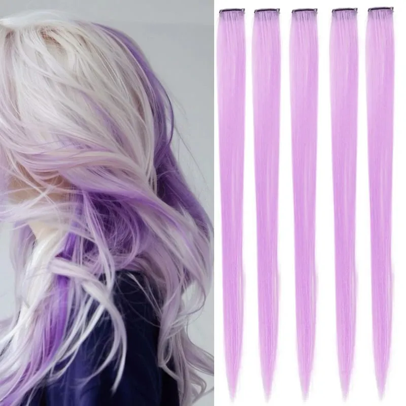 Halloween hair accessory with 5 red and blue hair clips colorful synthetic hair extensions suitable for girl role-playing