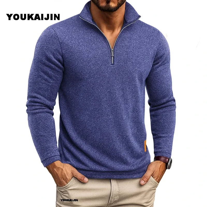 Men Sweatshirts Spring Thicker Pullover Quarter Zipper Pullover for Male Hoody Outdoor Sweatshir Autumn Solid Color Turtleneck