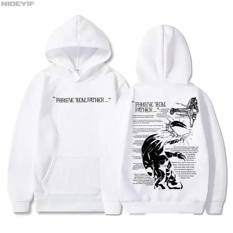 Jojo Bizarre Adventure Jesus Merch forgives Father's Bible Day hoodies men streetwear hip-hop sportswear casual top sweatshirt