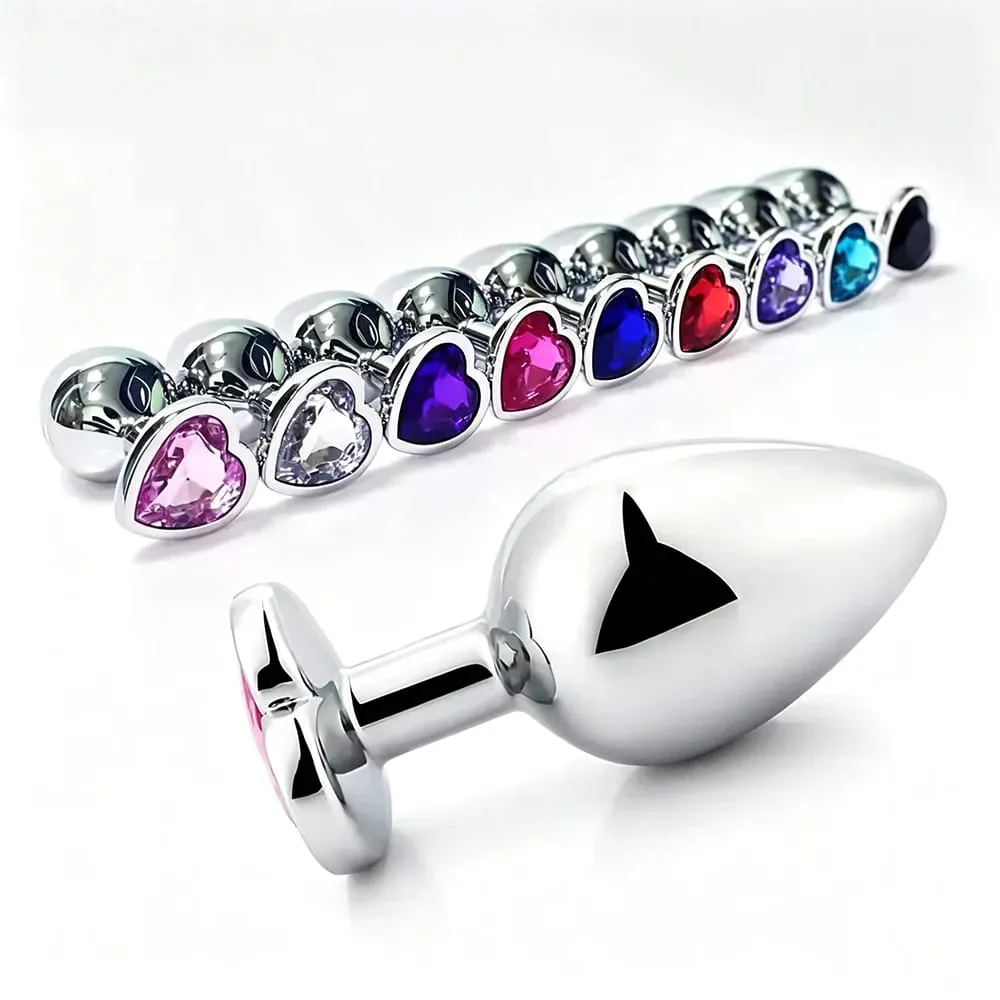S/M/L Anal Plug Heart Shape Crystal Metal Anal Beads Butt Plug Prostate Massager Adult Gay Products Sex Toy Shop for Female Male