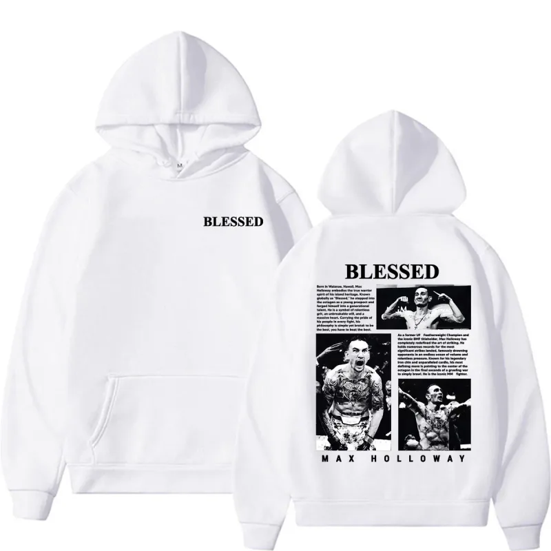 Max Holloway Blessed Vintage Graphic Hoodies Men Women Harajuku Violence Aesthetic Sweatshirts Casual Comfort Long Sleeve Hoodie