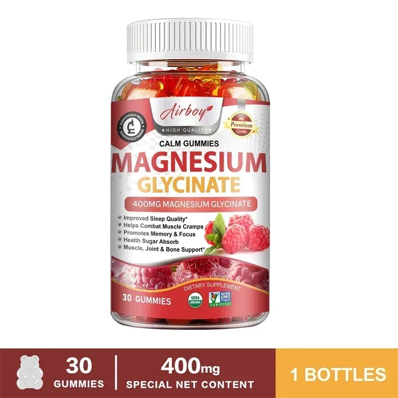 Magnesium Glycinate Gummies - Brain Health Strengthen Muscles and Bones Improve Sleep Relax Nerves