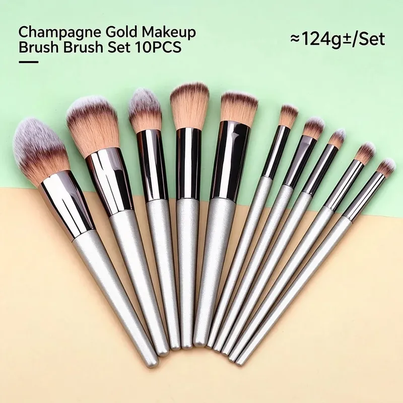 4/10/14/20PCS Champagne Gold Makeup Brush Set Foundation Powder Eyeshadow Blush Eyebrow Lip Brushes