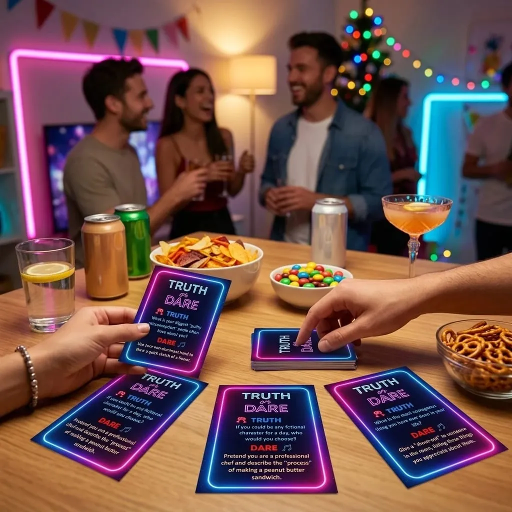 50-Card Truth or Dare: Fun Portable Icebreaker Party Card Game for Family Dorm & Holidays，Back to School Fall Winter Hallowee