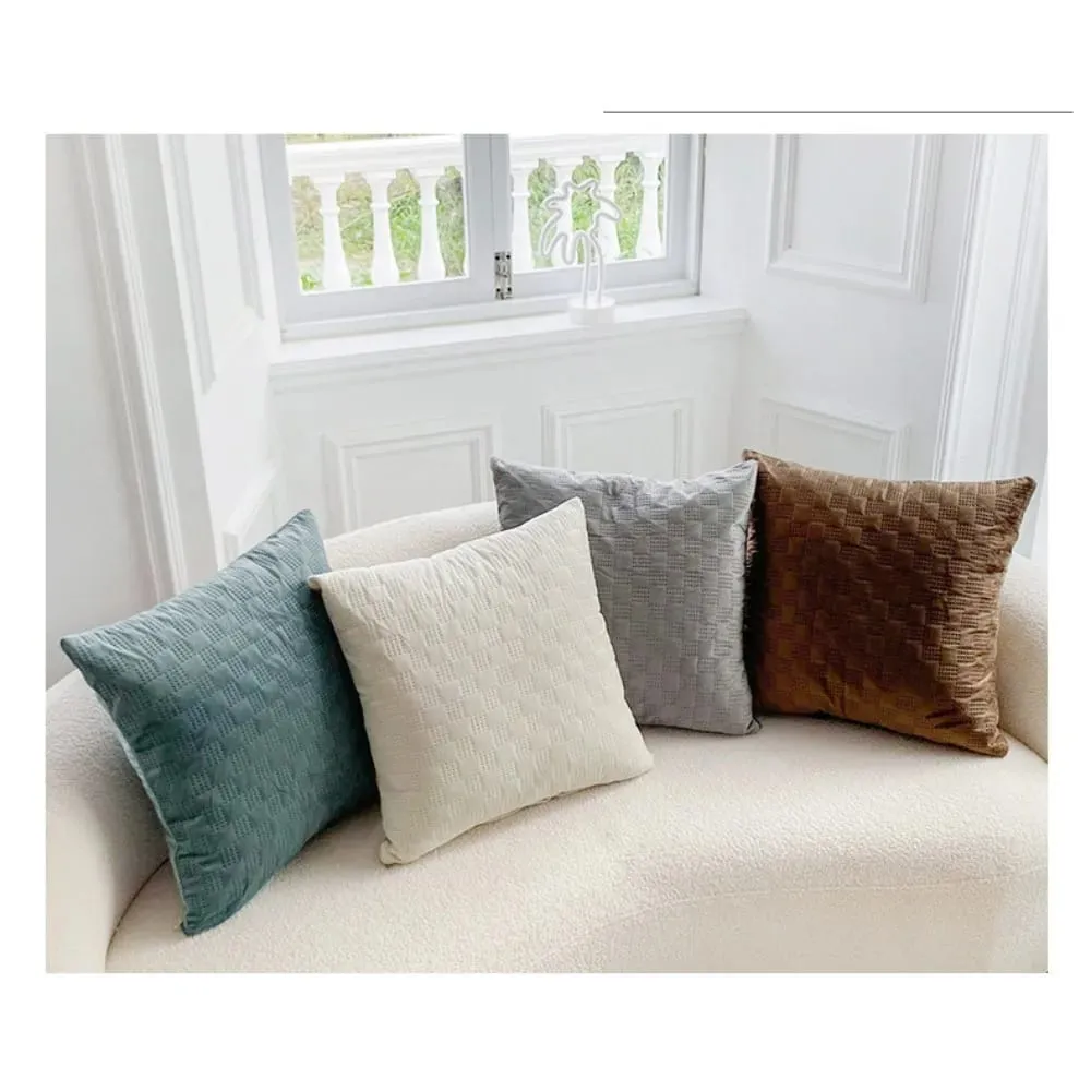 Mall Nordic Punching Process Checkered Velvet Cushion Cover 45x45cm Solid Color Decorative Throw Pillow Case for Sofa
