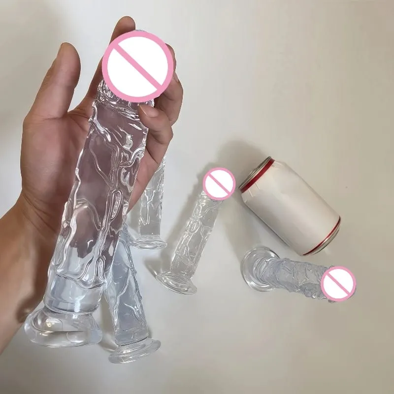 Women Realistic Anal Butt Plug Transparent Dildo Suction Cup Big Dick Soft Masturbators G Spot Big Penis Adult Sex Product 18+