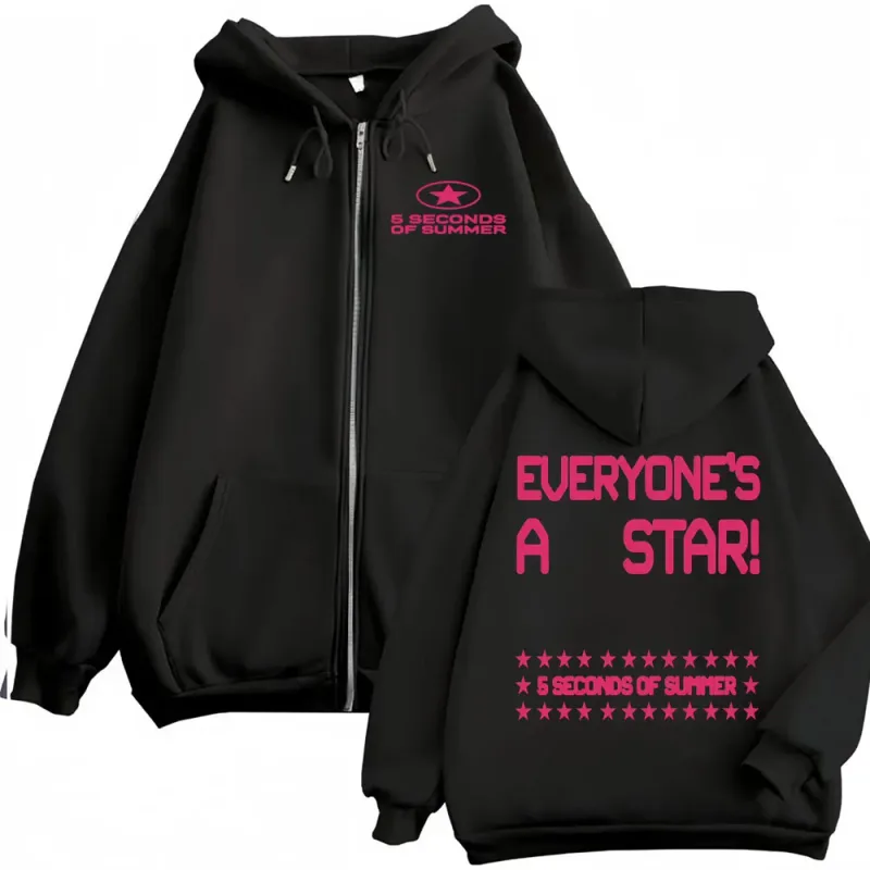5 Seconds of Summer Everyone's A Star World Tour Zip Up Hoodies Men Women Harajuku Hip Hop Gothic Jacket Sweatshirt Hoodie Coats