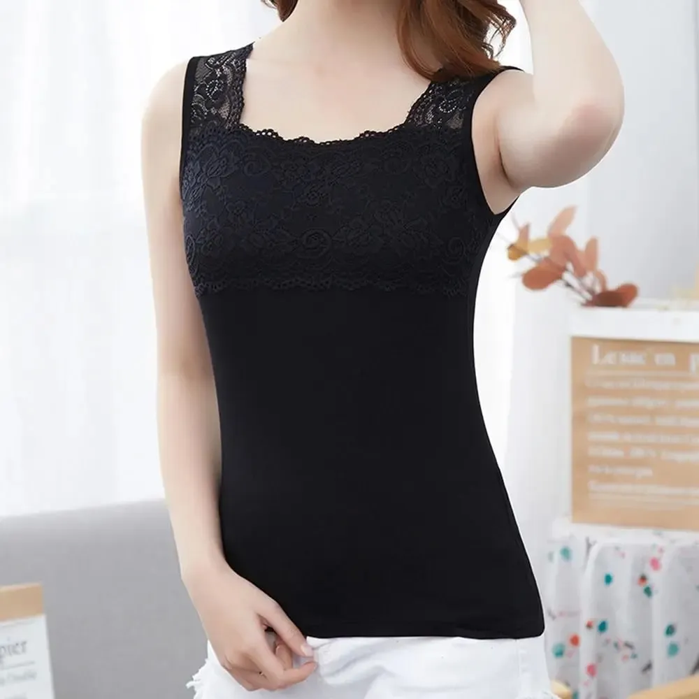 Casual U Neck Summer Tank Tops Sleeveless Slim Fitted Tops With Lace Camisoles Cami Top Shirt for Women With Lace — image 9