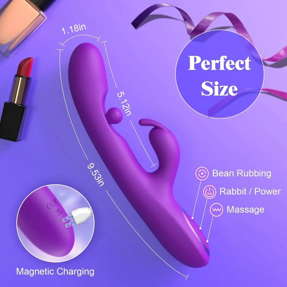 G Spot Dildo Vibrator 3 in 1 360° Rotation Powerful Clitoral Stimulator Soft Silicone Adults Product Sex Toy for Women Couple — image 6