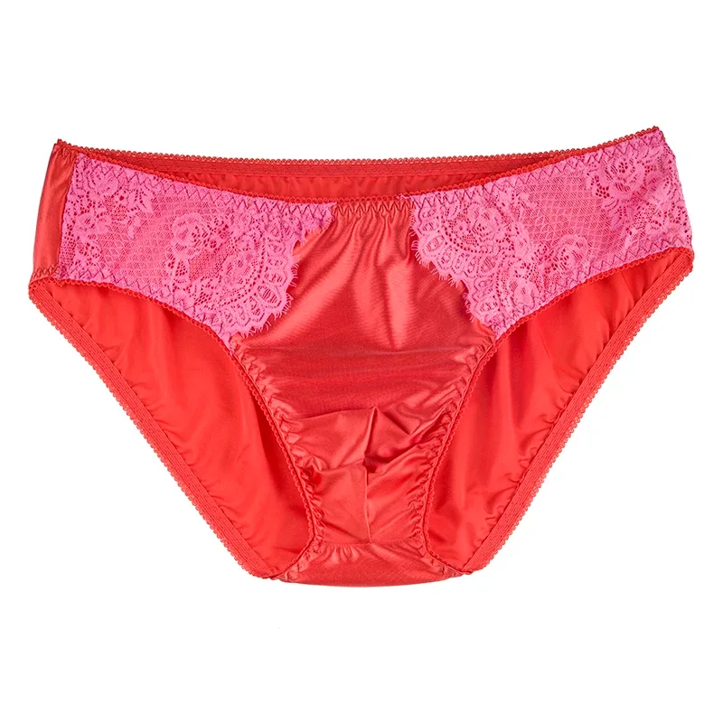 Men's Sexy Briefs Comfortable Healthy Elastic Soft Pouch mid Waist Pure Underwear Men's lace shiny gay underwear