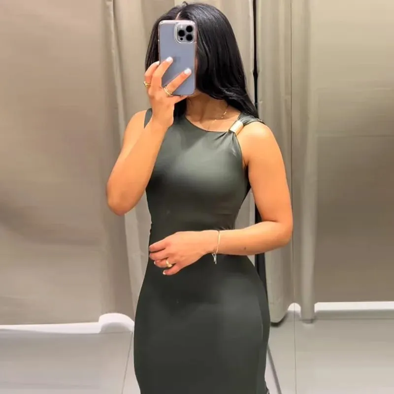 Mulheres babados bodycon vestidos verde preto vestido de verão mulher sexy sem mangas vestidos longos assimétrico espartilho vestidos 066