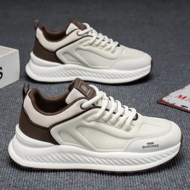 Spring Summer Men Sneakers Breathable Mesh Casual Shoes Platform Chunky Dad Footwear Lace Up Male Walking Running Shoes