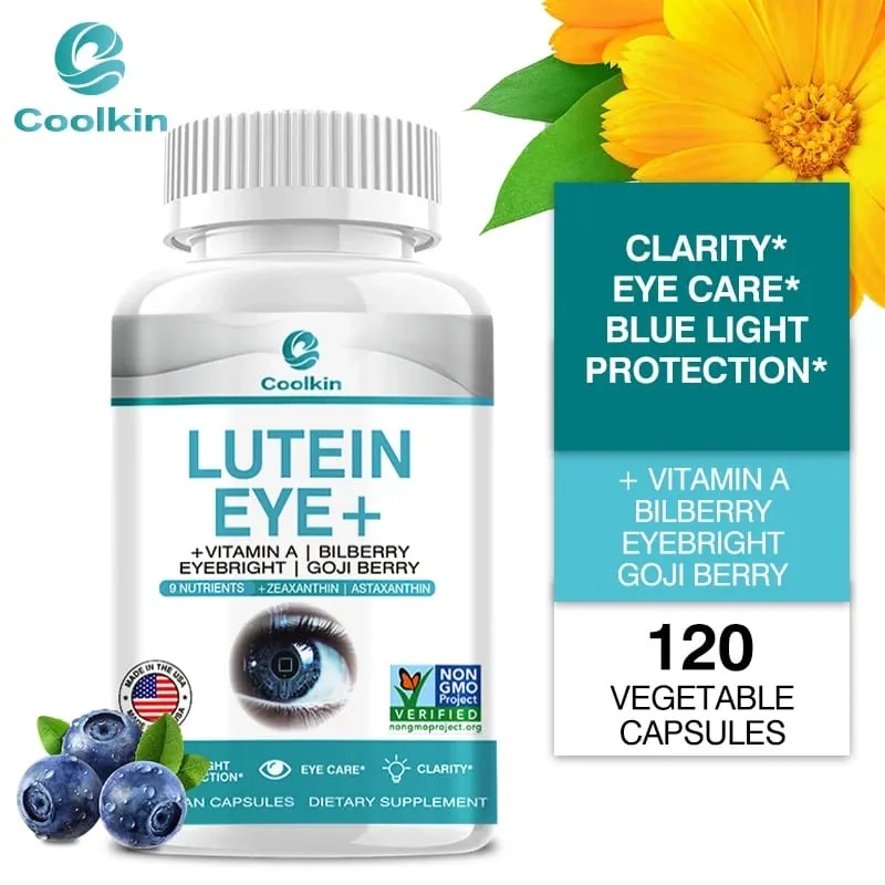 Lutein Takviyesi - A Vitamini + Yabanmersini Eyebright + GO JI Wolfberry Göz Yorgunluğunu ve Kuruluğunu Gidermek İçin Kapsüller