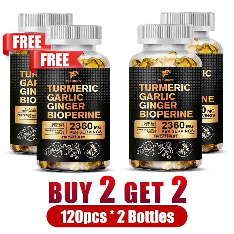 Buy 2 Get 2 Free! Turmeric Curcumin Supplement with BioPerine & Garlic for Joint Support Immune Health & Anti Inflammatory
