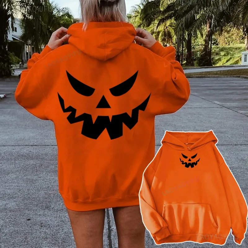 Halloween Pumpkins Hoodies Casual Long Sleeves Hooded Interesting Pumpkin FaceSweatshirts Cool Halloween Men Women Pullover Tops
