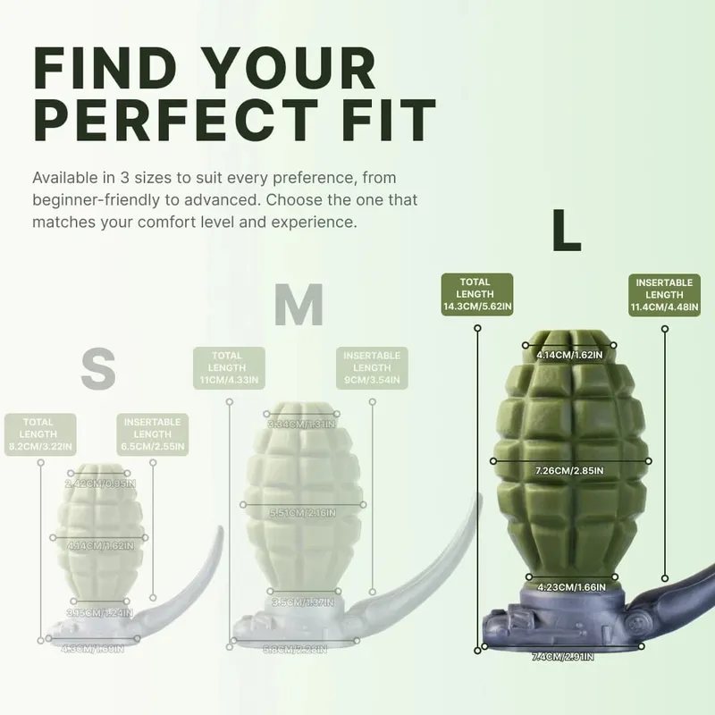 Hand Grenade-style Anal Plug Sex Adult Toys for Men and Women Pure Silicone Anal Expansion Toys Butt Plug with Protrusions