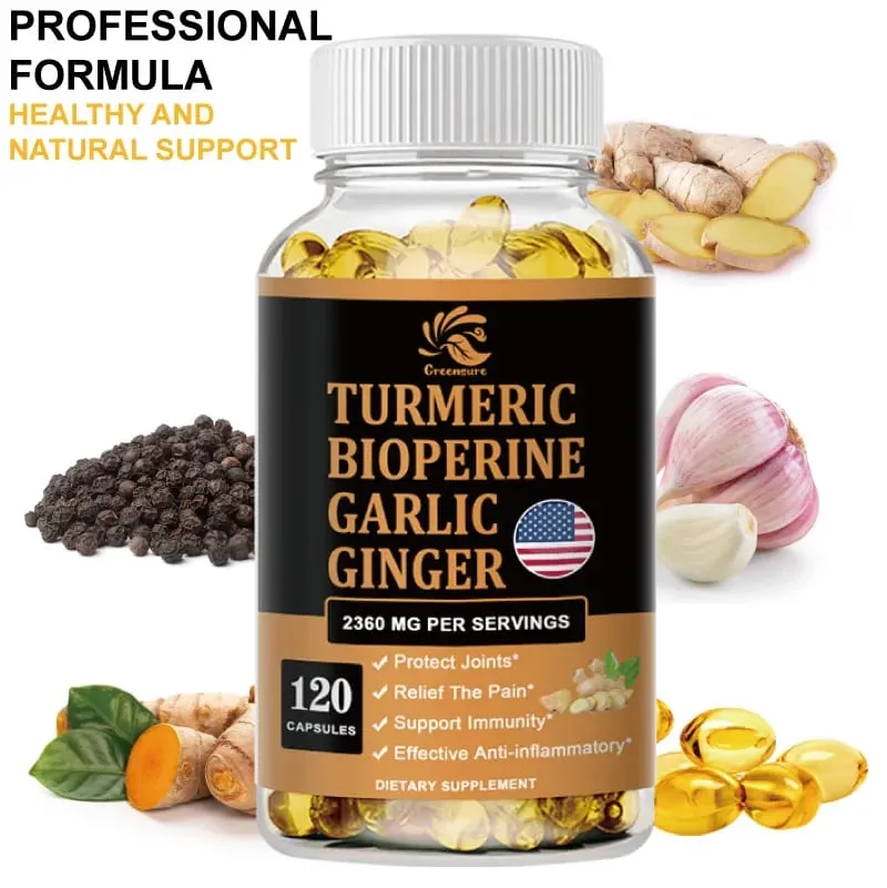 Curcumin Ginger Root Garlic Pills Συμπληρώματα μαύρου πιπεριού - για την πέψη των αρθρώσεων και την υποστήριξη του ανοσοποιητικού