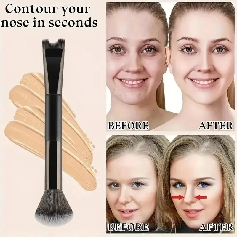 U-Shaped Dual Head Makeup Brush Nose Contour Brushes Set Eyeshadow Contour Face Brush For Precise Nose Sculpting Makeup Tools