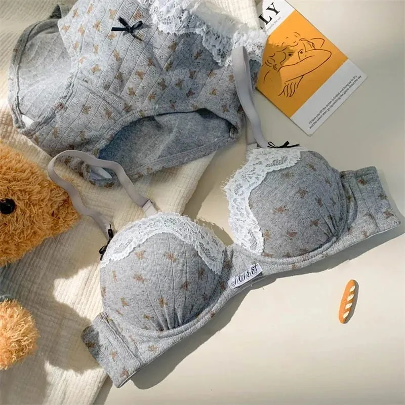 Sexy Lace Lingerie Set for Women Push Up Bra & Panty Set Summer Cute Underwear