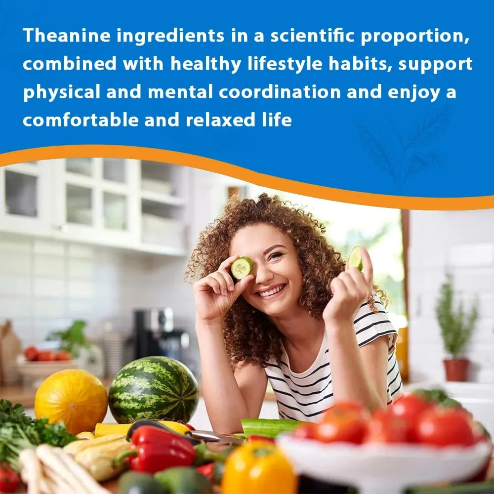 Premium L-Theanine Capsules 200 Mg Stress Management Healthy Mood and Enhanced Focus Vegan Gluten-Free 120 Capsules