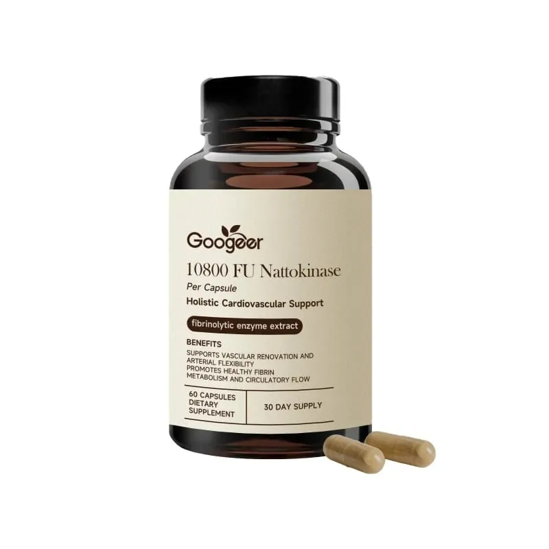 Nattokinase 10800 FU Capsules with CoQ10 Garlic Extract Daily Wellness Supplement 60 Count 30 Day Supply for Adults Men Women