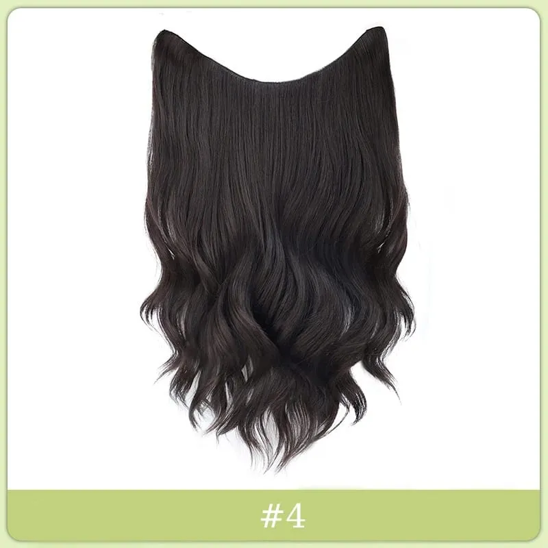 Synthetic Black Wavy Clip in Hair Extensions Hairpiece U-shaped Hair Extensions with 5 Clips for Women Girls Daily Use Soft Hair