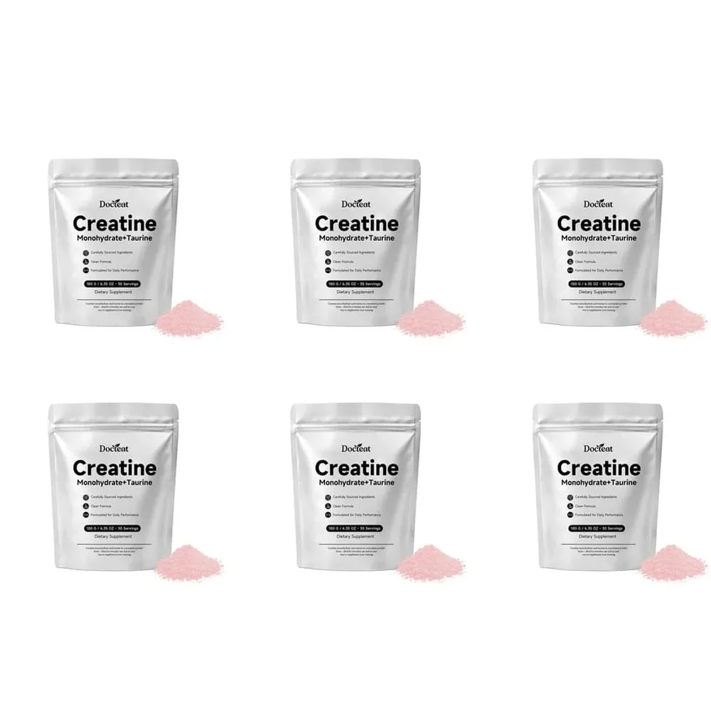 Creatine Monohydrate Taurine Powder 180g 30 Servings Muscle Strength Endurance Performance Workout Fitness Training Supplement