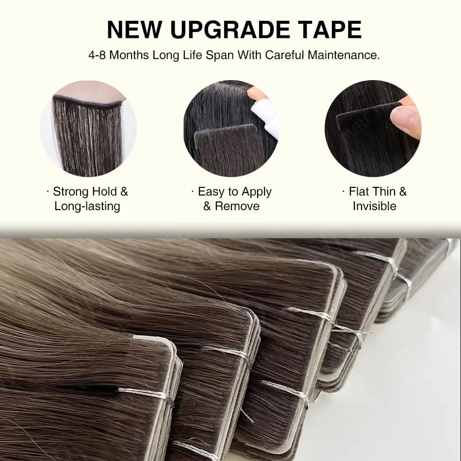 Invisible Tape In Hair Extensions Real Human Hair Seamless PU Skin Weft Human Hair Tape Ins 2.5g/pc 50g/set 22 24 Inches