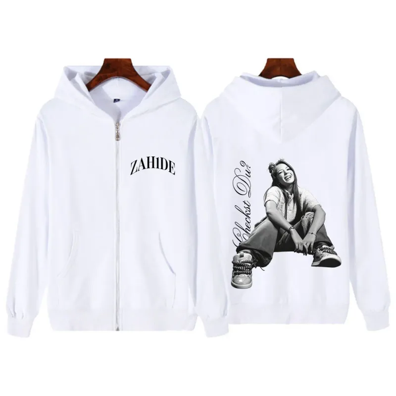 Singer Zahide Tour 2026 Merch Graphic Zipper Hoodies Men Women Fashion Winter Hip-hop Loose Casual Vintage Zip Up Sweatshirts