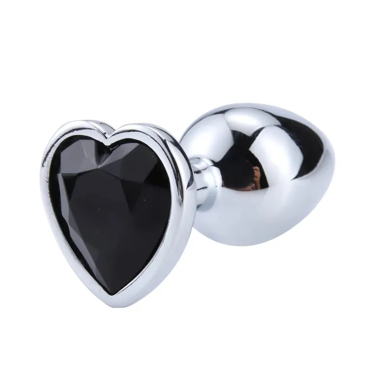 3 Sizes Metal Anal Plug Heart Base Butt Plug for Adults Women Men Couples Stainless Steel S/M/L Diamond Masturbator Sex Toys 18+