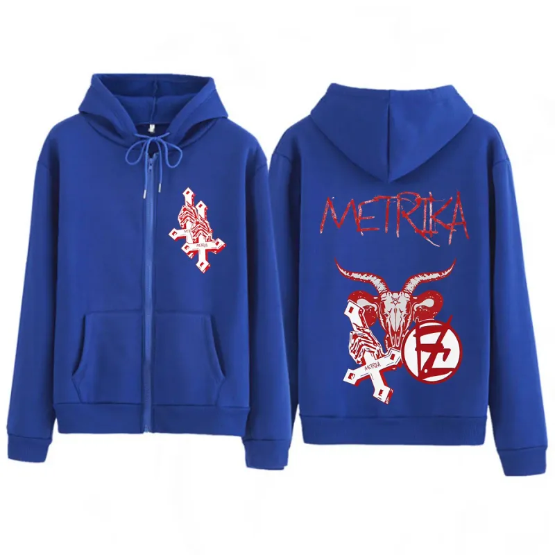 Singer Metrika Album Tour 2026 Print Zipper Hoodie Men Women Fashion Sweatshirts Winter Casual Hip-hop Oversized Zip Up Jacket