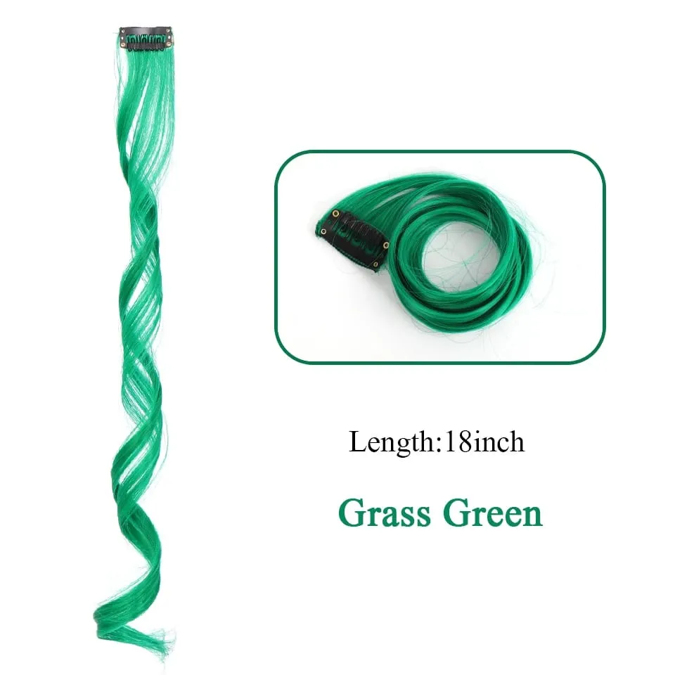 Tổng Hợp Kẹp Trong Một Miếng Nhiều Màu Sắc Làm Tóc Xoăn Tóc Tổng Hợp Miếng 18 "Dài Ombre Tóc Hồng Tím Đỏ xanh Dương