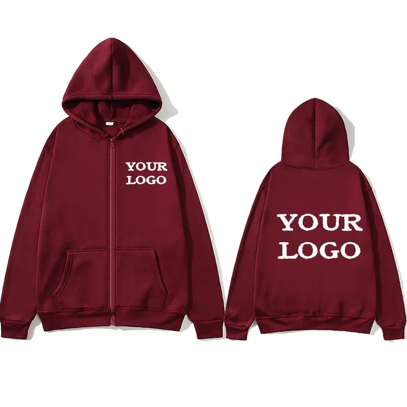 Custom Printed Hoodies Men and Women Zipper Hooded Sweatshirts Loose Casual Clothing Hooded Cardigans Men's Street Hoodies