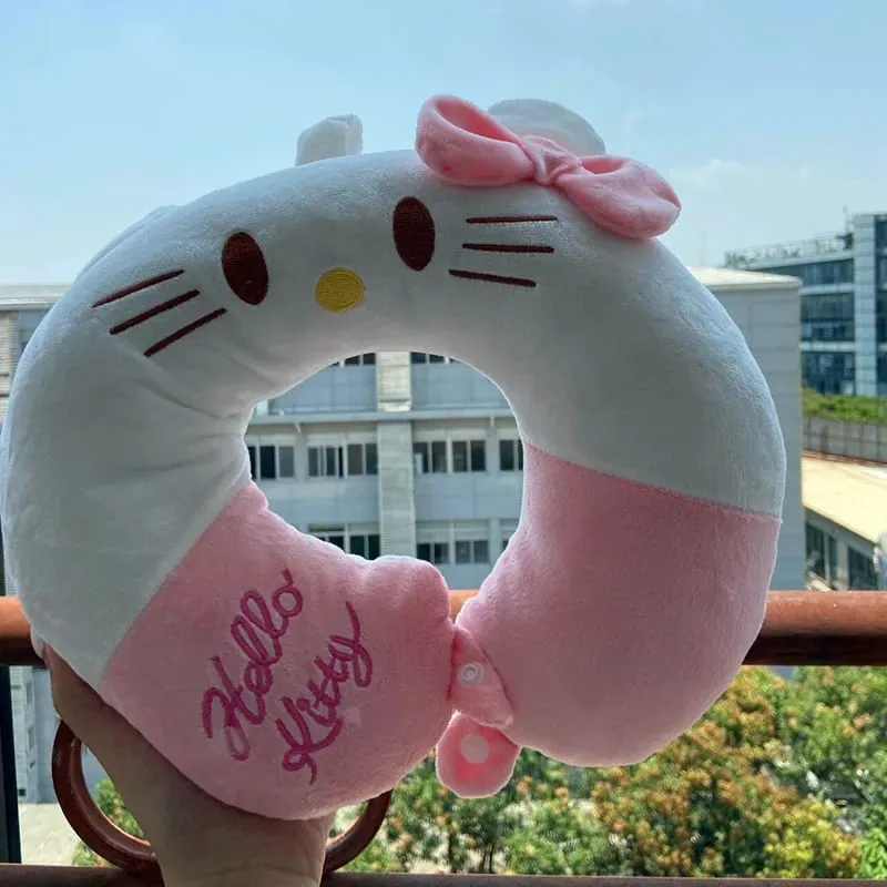 Sanrio Leuke U-vormige Nekkussen Hello Kitty Purin Pochacco Draagbare Dutje Kussen Perfect voor Neksteun Kuromi Knuffel